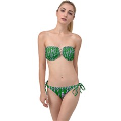 Cherry-blossoms Branch Decorative On A Field Of Fern Twist Bandeau Bikini Set by pepitasart