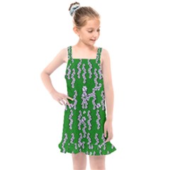 Cherry-blossoms Branch Decorative On A Field Of Fern Kids  Overall Dress by pepitasart