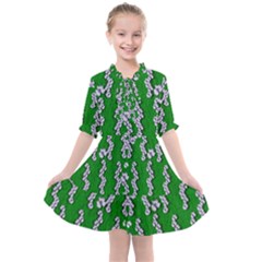 Cherry-blossoms Branch Decorative On A Field Of Fern Kids  All Frills Chiffon Dress by pepitasart