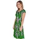 Cherry-blossoms Branch Decorative On A Field Of Fern Classic Short Sleeve Dress View2