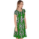 Cherry-blossoms Branch Decorative On A Field Of Fern Classic Short Sleeve Dress View3