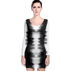 Black And White Noise, Sound Equalizer Pattern Long Sleeve Bodycon Dress by Casemiro