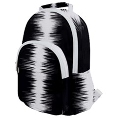 Black And White Noise, Sound Equalizer Pattern Rounded Multi Pocket Backpack by Casemiro