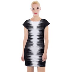 Black And White Noise, Sound Equalizer Pattern Cap Sleeve Bodycon Dress by Casemiro