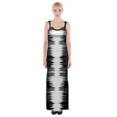 Black And White Noise, Sound Equalizer Pattern Thigh Split Maxi Dress