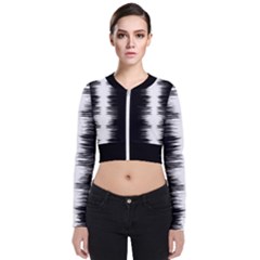 Black And White Noise, Sound Equalizer Pattern Long Sleeve Zip Up Bomber Jacket by Casemiro