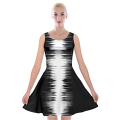 Black And White Noise, Sound Equalizer Pattern Velvet Skater Dress by Casemiro