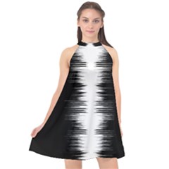 Black And White Noise, Sound Equalizer Pattern Halter Neckline Chiffon Dress  by Casemiro