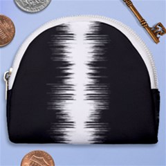 Black And White Noise, Sound Equalizer Pattern Horseshoe Style Canvas Pouch by Casemiro