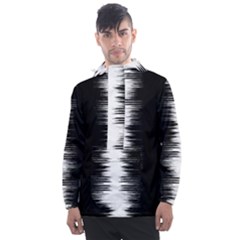 Black And White Noise, Sound Equalizer Pattern Men s Front Pocket Pullover Windbreaker by Casemiro