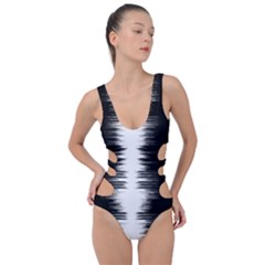 Black And White Noise, Sound Equalizer Pattern Side Cut Out Swimsuit by Casemiro