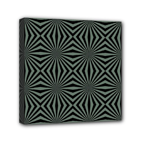 Geometric Pattern, Army Green And Black Lines, Regular Theme Mini Canvas 6  X 6  (stretched) by Casemiro