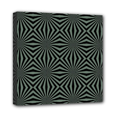 Geometric Pattern, Army Green And Black Lines, Regular Theme Mini Canvas 8  X 8  (stretched) by Casemiro