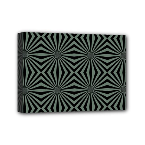 Geometric Pattern, Army Green And Black Lines, Regular Theme Mini Canvas 7  X 5  (stretched) by Casemiro