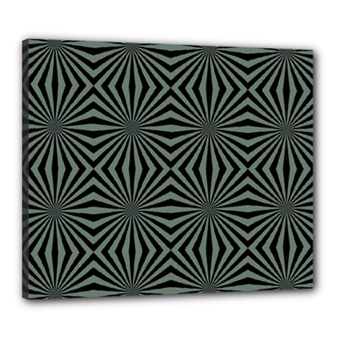 Geometric Pattern, Army Green And Black Lines, Regular Theme Canvas 24  X 20  (stretched) by Casemiro