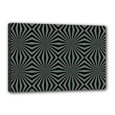 Geometric Pattern, Army Green And Black Lines, Regular Theme Canvas 18  X 12  (stretched) by Casemiro