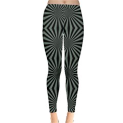 Geometric Pattern, Army Green And Black Lines, Regular Theme Leggings  by Casemiro