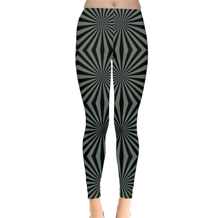 Geometric pattern, army green and black lines, regular theme Leggings 