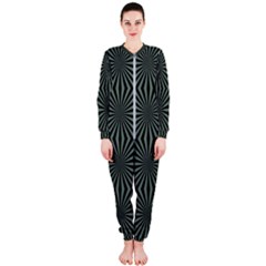 Geometric Pattern, Army Green And Black Lines, Regular Theme Onepiece Jumpsuit (ladies) 