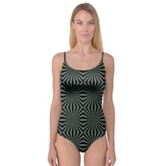 Geometric Pattern, Army Green And Black Lines, Regular Theme Camisole Leotard  by Casemiro