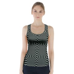 Geometric Pattern, Army Green And Black Lines, Regular Theme Racer Back Sports Top