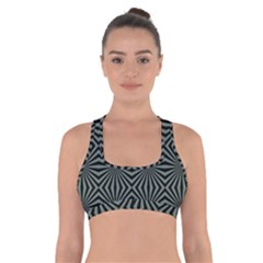 Geometric Pattern, Army Green And Black Lines, Regular Theme Cross Back Sports Bra by Casemiro