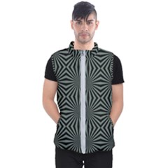 Geometric Pattern, Army Green And Black Lines, Regular Theme Men s Puffer Vest by Casemiro