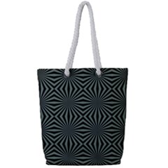 Geometric Pattern, Army Green And Black Lines, Regular Theme Full Print Rope Handle Tote (small) by Casemiro