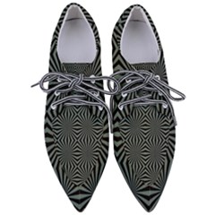 Geometric Pattern, Army Green And Black Lines, Regular Theme Pointed Oxford Shoes by Casemiro