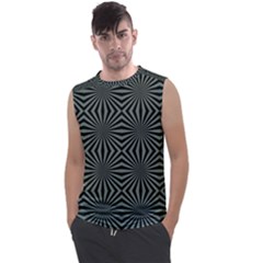 Geometric Pattern, Army Green And Black Lines, Regular Theme Men s Regular Tank Top