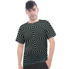 Geometric Pattern, Army Green And Black Lines, Regular Theme Men s Sport Top