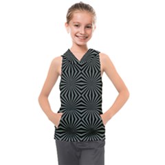 Geometric Pattern, Army Green And Black Lines, Regular Theme Kids  Sleeveless Hoodie by Casemiro