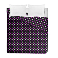 White And Pink Hearts At Black, Vector Handrawn Hearts Pattern Duvet Cover Double Side (full/ Double Size) by Casemiro