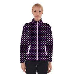 White And Pink Hearts At Black, Vector Handrawn Hearts Pattern Winter Jacket by Casemiro