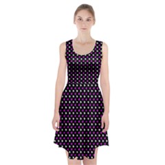 White And Pink Hearts At Black, Vector Handrawn Hearts Pattern Racerback Midi Dress by Casemiro