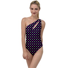 White And Pink Hearts At Black, Vector Handrawn Hearts Pattern To One Side Swimsuit by Casemiro