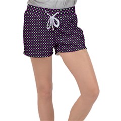 White And Pink Hearts At Black, Vector Handrawn Hearts Pattern Velour Lounge Shorts by Casemiro