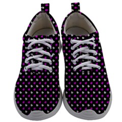 White And Pink Hearts At Black, Vector Handrawn Hearts Pattern Mens Athletic Shoes by Casemiro