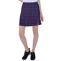 White And Pink Hearts At Black, Vector Handrawn Hearts Pattern Tennis Skirt