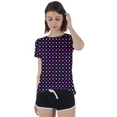 White And Pink Hearts At Black, Vector Handrawn Hearts Pattern Short Sleeve Foldover Tee by Casemiro