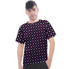 White And Pink Hearts At Black, Vector Handrawn Hearts Pattern Men s Sport Top by Casemiro