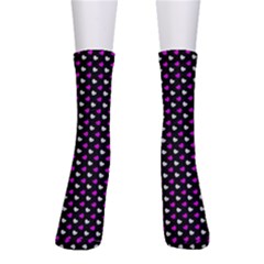 White And Pink Hearts At Black, Vector Handrawn Hearts Pattern Men s Crew Socks by Casemiro