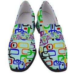 60 s Style Retro Pattern, Vintage Ovals At Pastel Blue Women s Chunky Heel Loafers by Casemiro