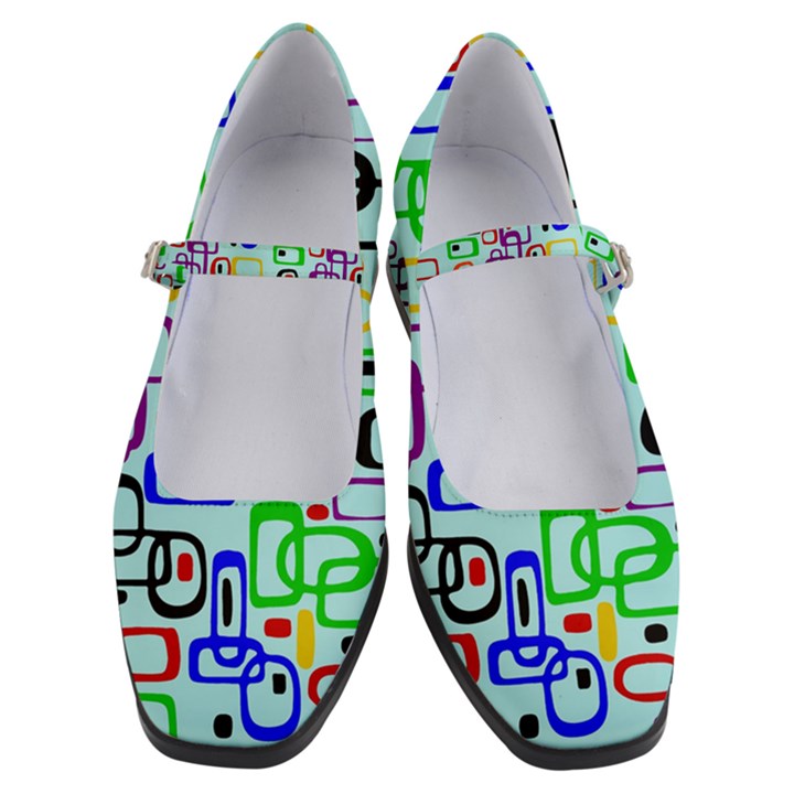 60 s style retro pattern, vintage ovals at pastel blue Women s Mary Jane Shoes