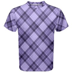 Pastel Purple And Steel Black Lines Pattern, Retro Tartan, Classic Plaid Men s Cotton Tee by Casemiro