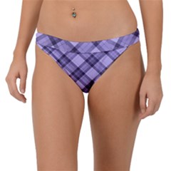 Pastel Purple And Steel Black Lines Pattern, Retro Tartan, Classic Plaid Band Bikini Bottom by Casemiro