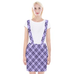 Pastel Purple And Steel Black Lines Pattern, Retro Tartan, Classic Plaid Braces Suspender Skirt by Casemiro