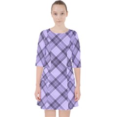 Pastel Purple And Steel Black Lines Pattern, Retro Tartan, Classic Plaid Pocket Dress by Casemiro