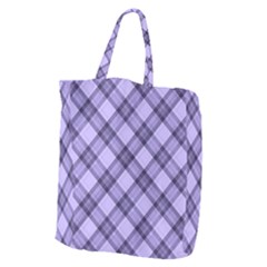 Pastel Purple And Steel Black Lines Pattern, Retro Tartan, Classic Plaid Giant Grocery Tote by Casemiro