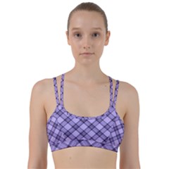 Pastel Purple And Steel Black Lines Pattern, Retro Tartan, Classic Plaid Line Them Up Sports Bra by Casemiro